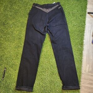Vintage 90s Western Women's Black Flare & Wide Leg Jeans Rare Studded